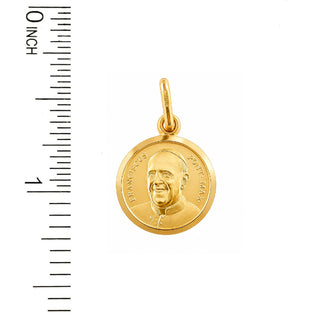 18K Solid Yellow Gold Pope Francis Medal Pendant 13mm