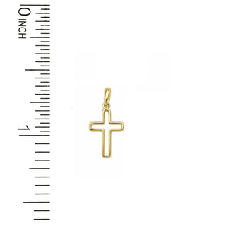 18K Solid Yellow Gold Small Open Center Cross Pendant