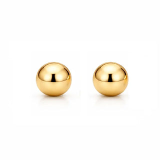 18K Solid Yellow Gold Polished Half Ball Post Earrings