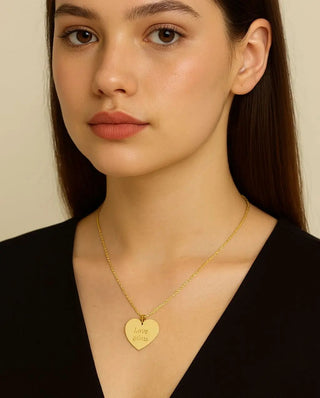 18K Solid Yellow Gold Polished Heart Engravable Pendant