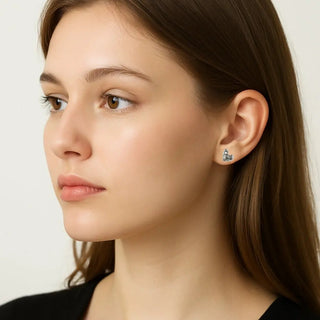 Sterling Silver Hammered Satin Heart and Zirconia Earrings