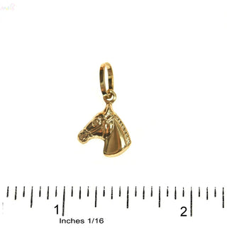18K Solid Yellow Gold Polished Small Horse Head Pendant