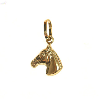 18K Solid Yellow Gold Polished Small Horse Head Pendant