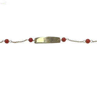 18K Solid Yellow Gold Coral Identity Bracelet for Girls