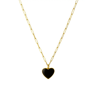 18K Solid Yellow Gold Gemstone Heart Pendant Necklace