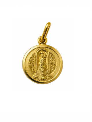 18K Solid Yellow Gold Our Lady of Loreto Medal Pendant 13mm