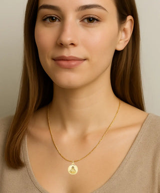 18K Yellow Gold Round Scapular Small Medals 10 or 12 mm