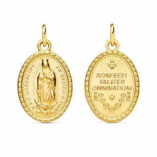 18K Yellow Gold Our Lady of Guadalupe Oval Medal 20x15 mm