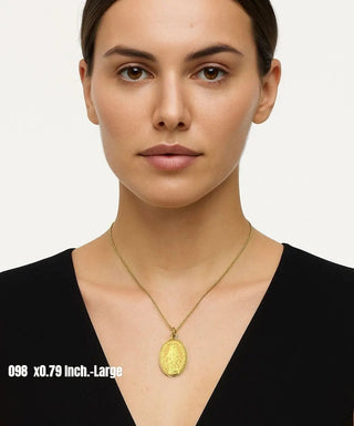 18k Solid Yellow Gold Oval Miraculous Medal Pendant