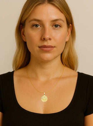 18K Solid Yellow Gold Saint Benedict Medal 16 mm Pendant