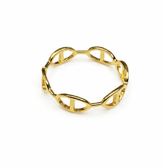 pr18K Solid Yellow Gold Open Marine Link Polished Ring