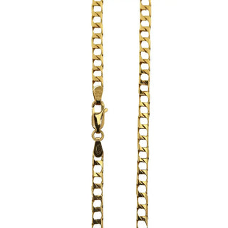 18k Solid Yellow Gold Square Curb Mens Chain 24 inches