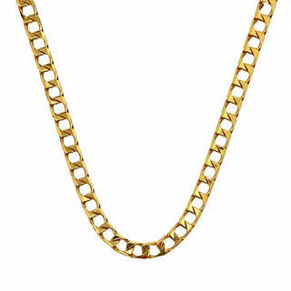 18k Solid Yellow Gold Square Curb Mens Chain 24 inches