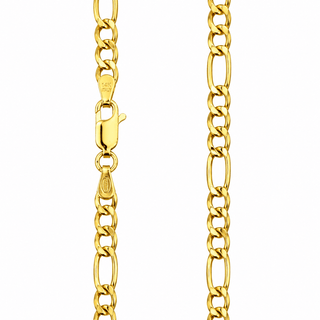 18K Solid Yellow Gold Wide Figaro Classic Mens Chain