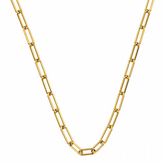 18K Solid Yellow Gold Paper Clip Large Chain 24 inches