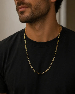 18K Solid Yellow Gold Paper Clip Large Chain 24 inches