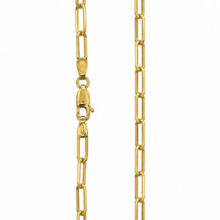 18K Solid Yellow Gold Paper Clip Large Chain 24 inches