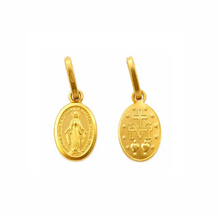 18k Solid Gold Small Miraculous Medal with Polished border