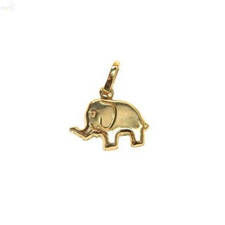 18K Solid Yellow Gold Small Polished Modern Elephant Pendant
