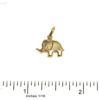 18K Solid Yellow Gold Small Polished Modern Elephant Pendant