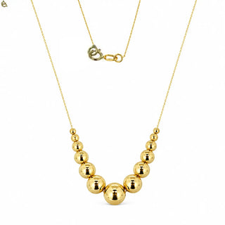 18K Solid Yellow Gold Degrade Polished Balls Necklace