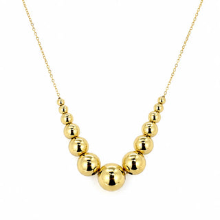 18K Solid Yellow Gold Degrade Polished Balls Necklace