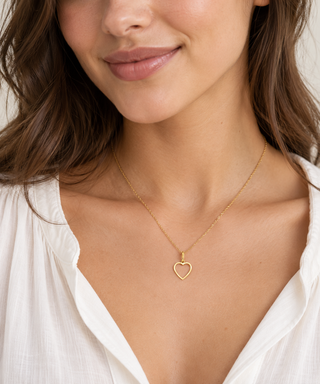 18K Solid Gold Polished Open Heart Silhouette Pendant