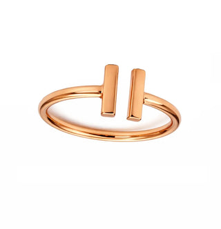 18K Solid Pink Gold Polished Double Bar Open Ring Design