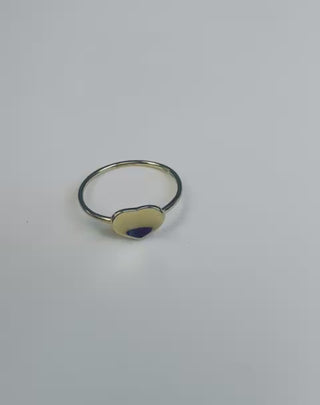 18K Solid Yellow Gold Concave Polished Heart Ring Design - Amalia Jewelry