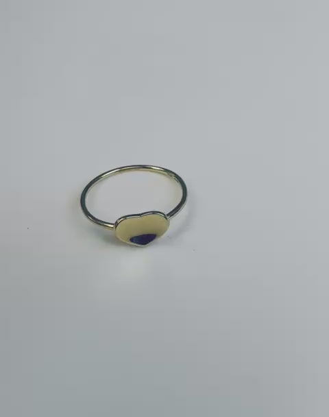 18K Solid Yellow Gold Concave Polished Heart Ring Design - Amalia Jewelry