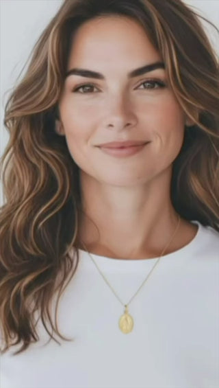 18k Solid Yellow Gold Oval Miraculous Medal Pendant