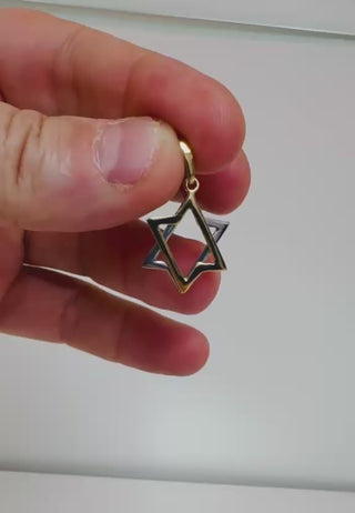 18K Two-Tone Gold Polished Two-Piece Star of David Pendant