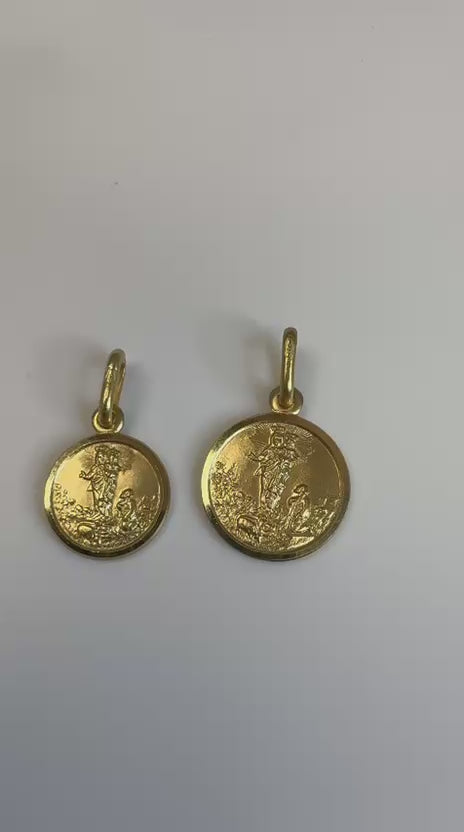 18K Solid Yellow Gold Our Lady of the Guard Medal Pendant