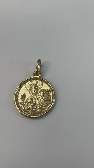 18k Solid Yellow Gold Our Lady of La Leche Round 16mm Medal