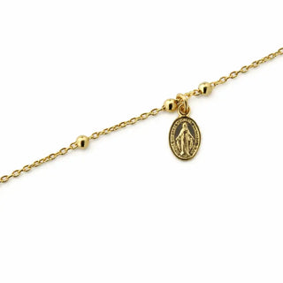 18K Yellow Gold Rosary Denarius Miraculous Medal Bracelet
