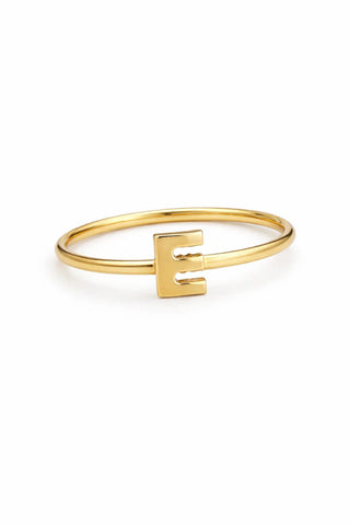 18K Solid Yellow Gold Polished Small Initial Letter Rings