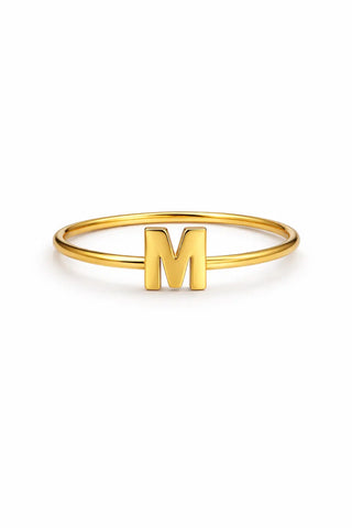 18K Solid Yellow Gold Polished Small Initial Letter Rings