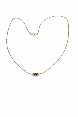 18K Solid Tricolor Gold Polished Mini Rondels Necklace