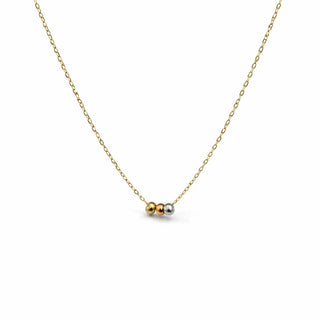 18K Solid Tricolor Gold Polished Mini Rondels Necklace