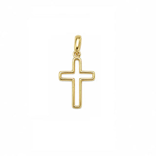 18K Solid Yellow Gold Small Open Center Cross Pendant