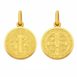 18K Solid Yellow Gold Saint Benedict Medal 19 mm diameter
