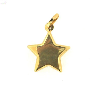 18K Solid Yellow Gold Polished Large Hollow Star Pendant