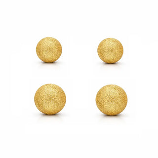 18K Solid Yellow Gold Stardust Finish Ball Stud Earrings