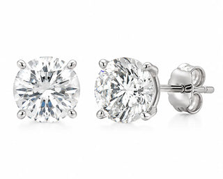 14K Solid White Gold 2 CT TWT Diamond Stud Earrings