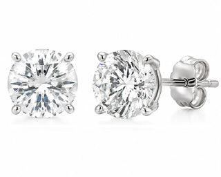 14K Solid White Gold 4 CT TWT Diamond Stud Earrings