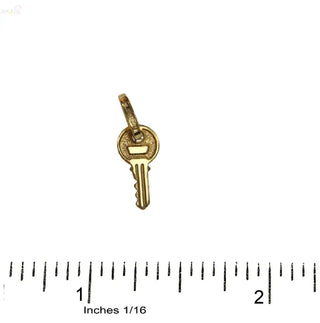 18K Solid Yellow Gold Tiny Polished Key Charm Pendant