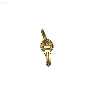 18K Solid Yellow Gold Tiny Polished Key Charm Pendant