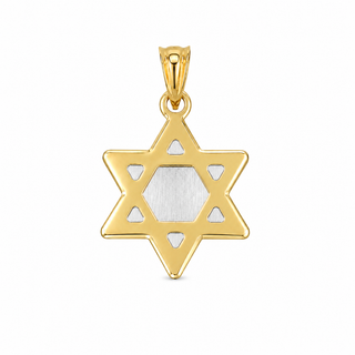 18K Solid Two Tone Gold  Tri-parts Star of David Pendant