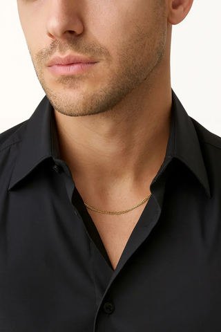 18K Solid Yellow Gold Polished Very Thin Curb Chain