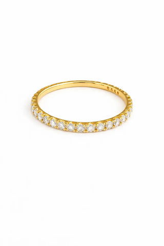 18K Solid Yellow Gold Thin Color Eternity Band Ring